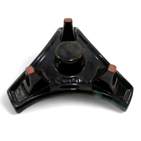 BMP Blue Mountain Pottery Candle Holders Leaf Shape and Triangle Canada Vintage - Picture 7 of 8